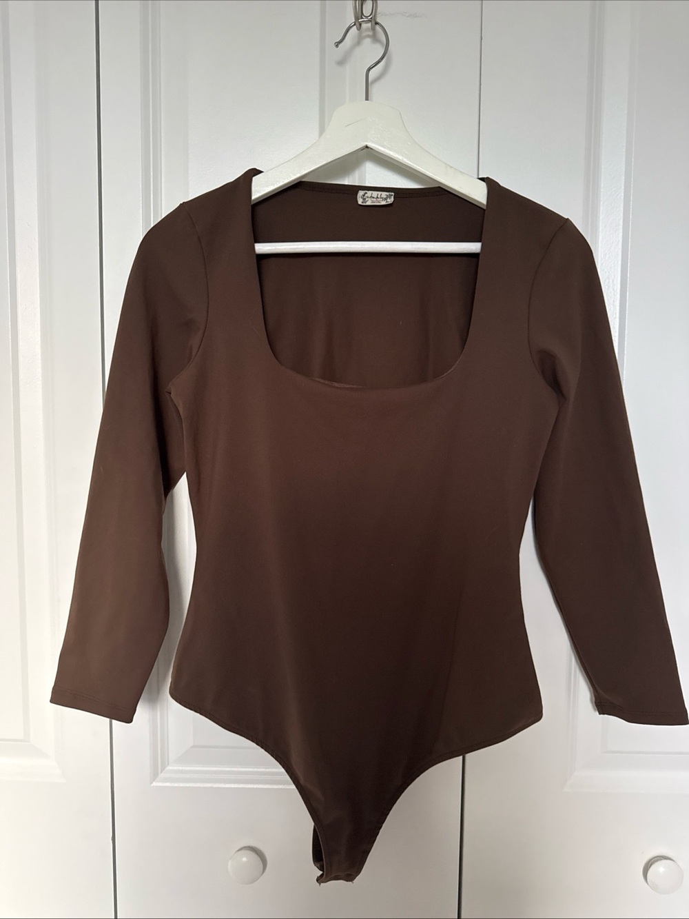 Intimately Free People Brown Bodysuit Scoop‎ Neck Sculpting Timeless Old Money